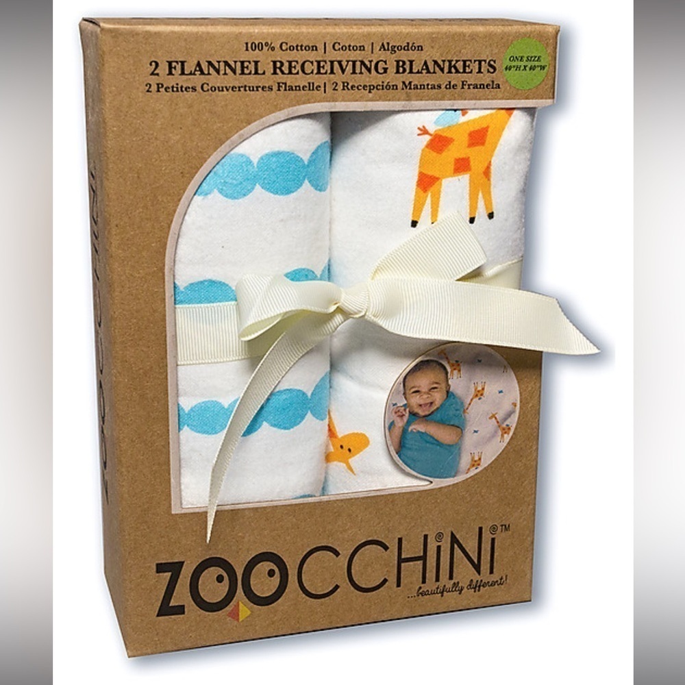 Zoochini 2 pack Flannel Receiving Blankets